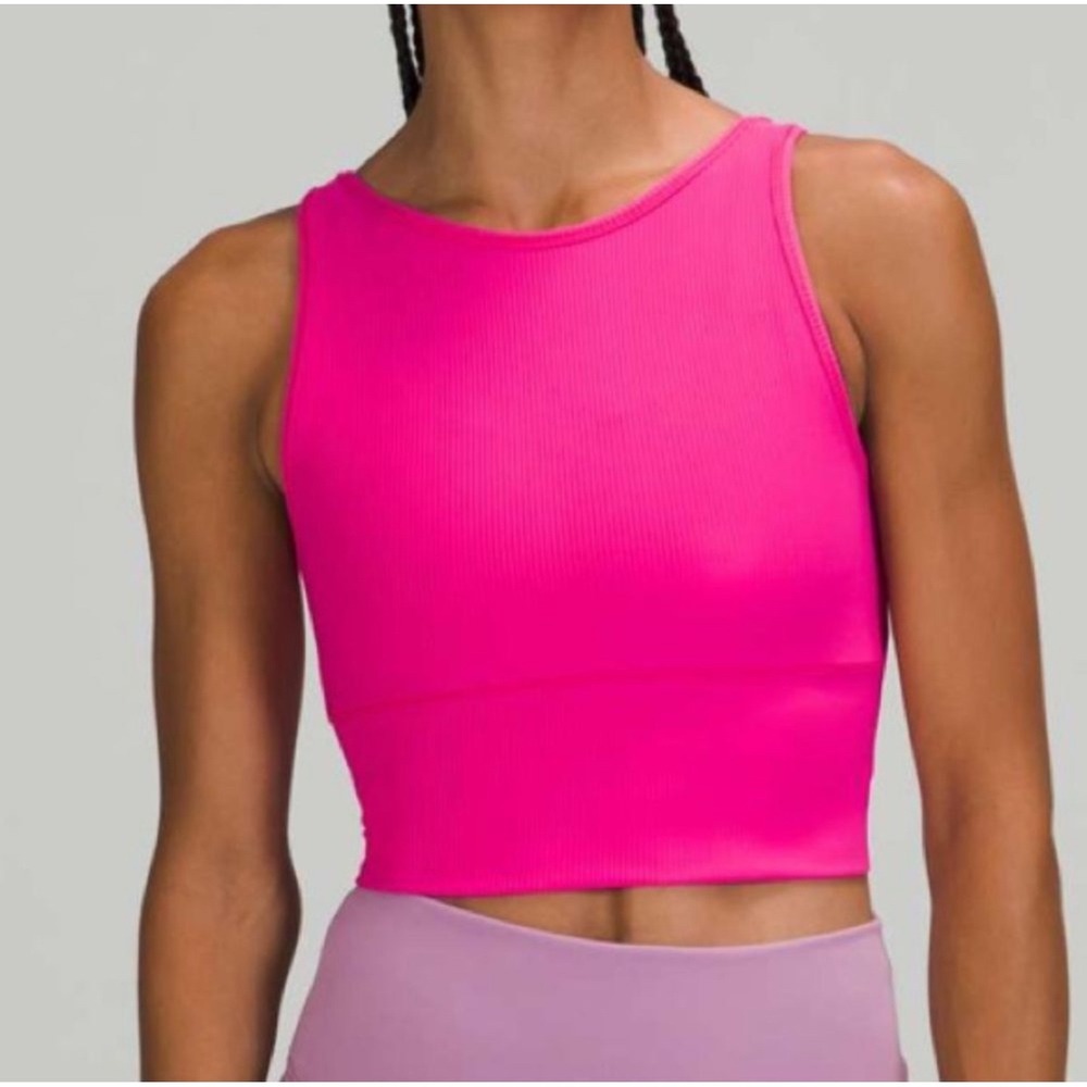Lululemon Align‎ Ribbed Tank Top Bright Pink Racerback Crop Athleisure Size 6